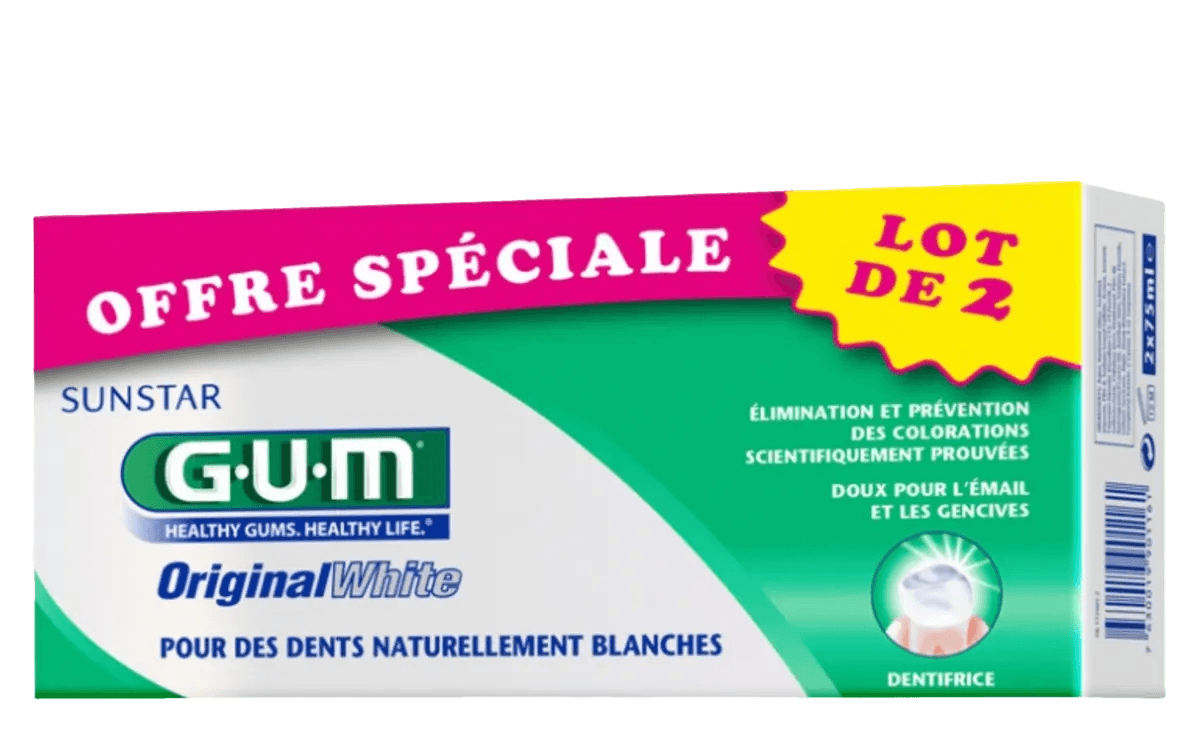GUM ORIGINAL WHITE DENTIFRICE LOT DE 2