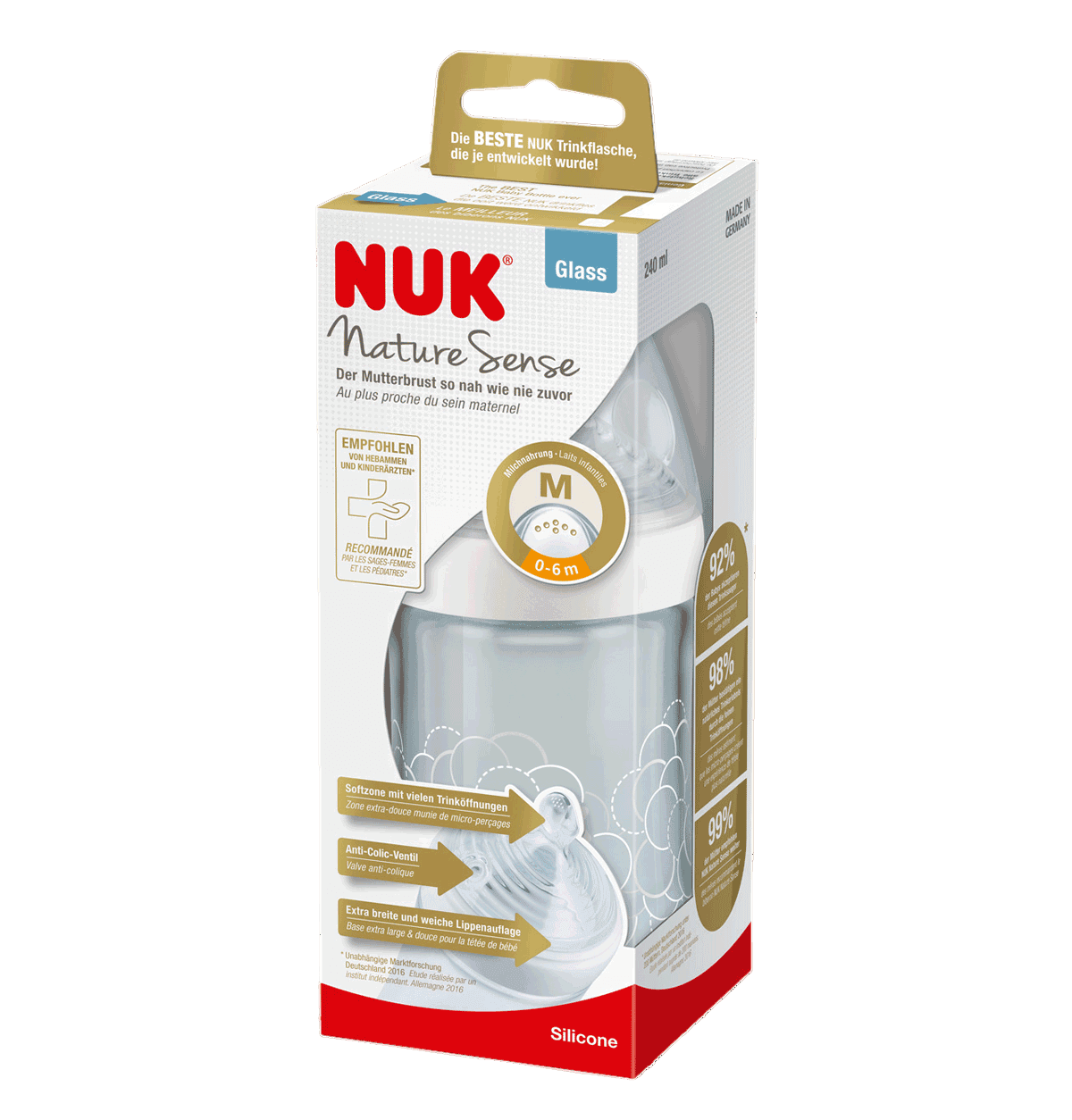 NUK BIBERON LARGE EN VERRE 240 ML