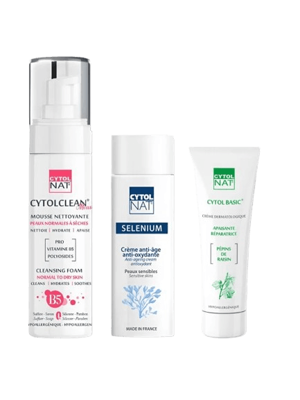 CYTOLNAT - MOUSSE NETTOYANTE PEAUX NORMALES A SECHES + SELENIUM CREME ANTI AGE + CYTOL BASIC CREME REPARATRICE 50ML OFFERTE