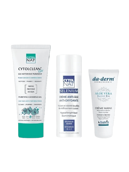 CYTOLNAT - PACK : GEL NETTOYANT PURIFIANT + CREME ANTI AGE + CREME A MAINS OFFERTE