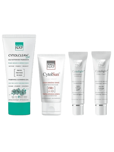 CYTOLNAT - PACK : NETTOYANT PURIFIANT + ECRAN TEINTE BEIGE NATUREL + GEL ANTI TACHES OU CREME ANTI TACHES