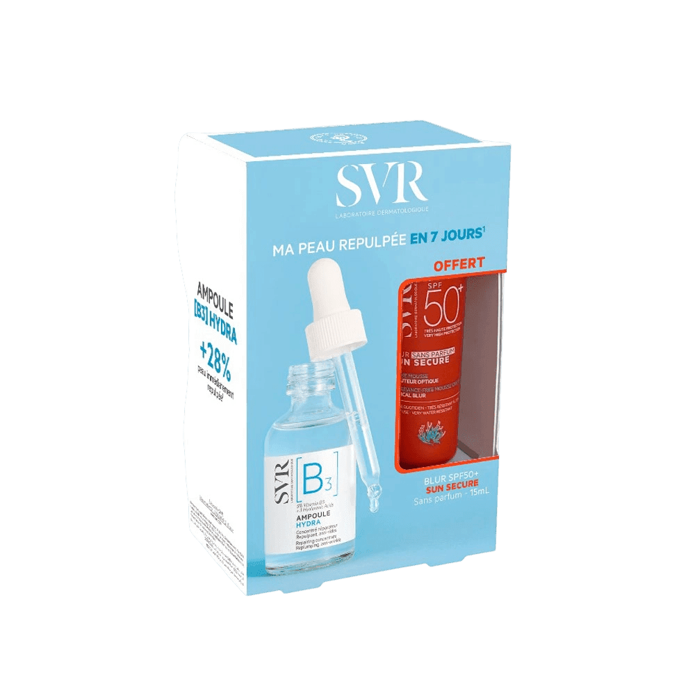 SVR COFFRET AMPOULE B3 30ML + SVR SUN SECURE BLUR SPF50+ 15ML