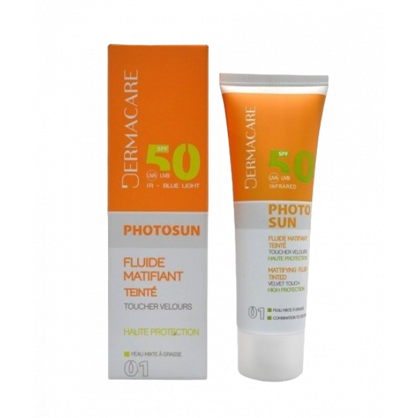 DERMACARE PHOTOSUN FLUIDE MATIFIANT TEINTE N°1 SPF 50 50ML