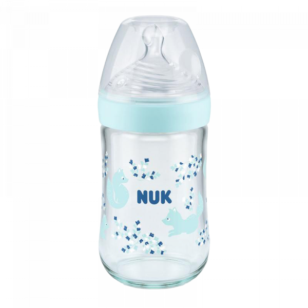 NUK BIBERON NATURE SENSE EN VERRE TAILLE M 240ML BLEU