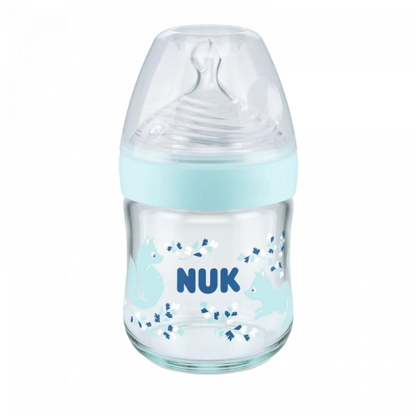 NUK BIBERON NATURE SENSE EN VERRE TAILLE S 120ML BLEU