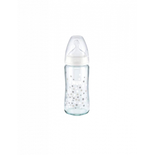 NUK FIRST CHOICE+ Biberon Temperature Control 0-6m en Verre Blanc 240ml