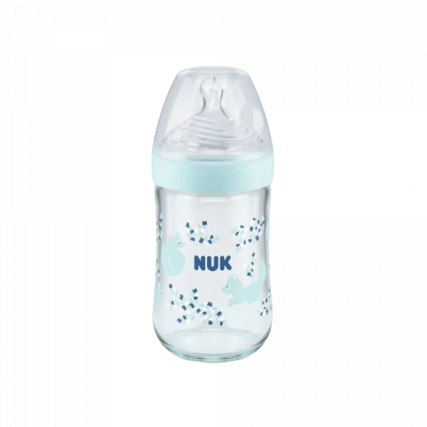 NUK BIBERON NATURE SENSE EN VERRE TAILLE S 120ML BLEU