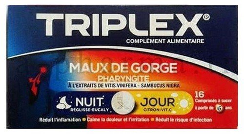 TRIPLEX JOUR NUIT MAUX DE GORGE 16 COMPRIMES