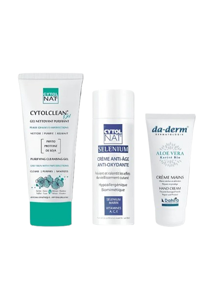 CYTOLNAT - PACK : GEL NETTOYANT PURIFIANT + CREME ANTI AGE + CREME A MAINS OFFERTE
